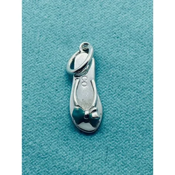 Tiffany & Co. Flip Flop Blue Enamel Pendant Charm Sandal Sterling Silver Pouch